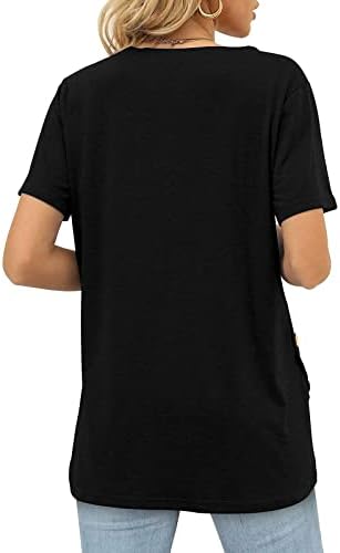 Gevşek Fit Yaz Nefes T-Shirt Moda Rahat Grafik Kare Boyun Vintage T-Shirt Kadınlar için Uzun Kollu