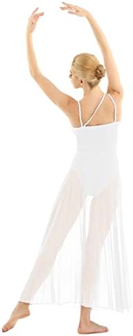 VernLan Kadınlar Yetişkin Spagetti Kayışı Asimetrik Örgü Akan Lirik Dans Elbise Modern Çağdaş bale kostümü