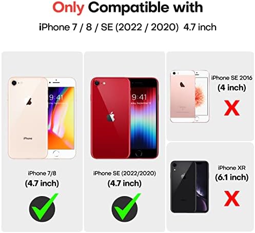 TOCOL 3'ü 1 arada iPhone SE Durumda 2020/2022, iPhone 8/7 Kılıf, 2 Paket Ekran Koruyucu, İnce Sıvı Silikon Darbeye Dayanıklı