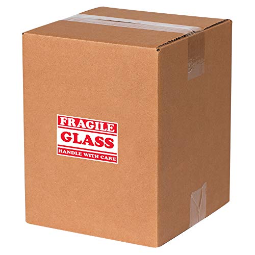 KUTU ABD BDL1058 Bant Mantık Etiketleri, Kırılgan Cam Saplı, 2 x 3, Kırmızı / Beyaz (500'lü Paket)