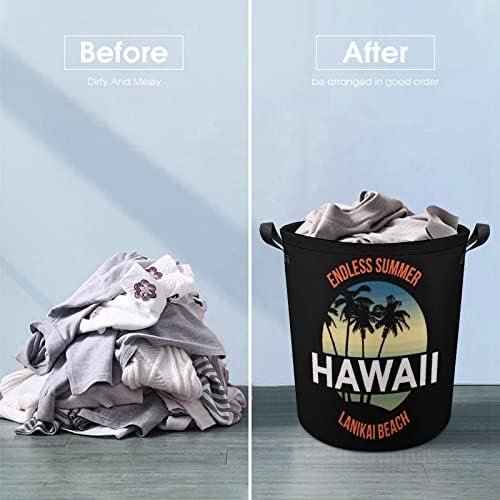 Yaz Hawaii çamaşır sepeti Katlanabilir Uzun Boylu Giysi Sepeti Kolları ile saklama çantası