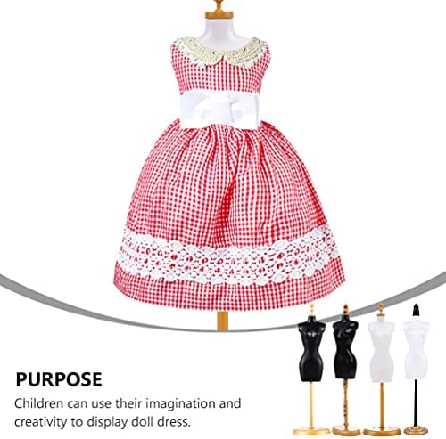 EXCEART Minyatür Oyuncaklar 4 adet Bebek Elbise Formu Giyim Giysi Rafları Gösteriliyor Manken Modeli Standları Kız Plastik