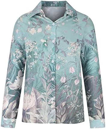 Bayan Düğme Aşağı Gömlek Güz Moda 2022 Uzun Kollu Yaka V Boyun Estetik 3D Çiçek Baskı Üstleri rahat Elbise Gömlek