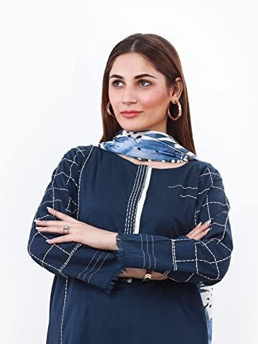 edenrobe kadın Pakistanlı Hint Kameez Dupatta Dikişli Etnik Takım Elbise-Hazır Giyim Kurti ve Dupatta-2Pc-D