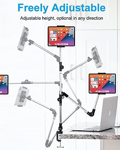 Masa Kelepçesi için Tablet Tutucu 360° Telefon iPad Montajı, Yatak için 35 Ayarlanabilir Kol Tablet Standı, iPad Pro 12.9