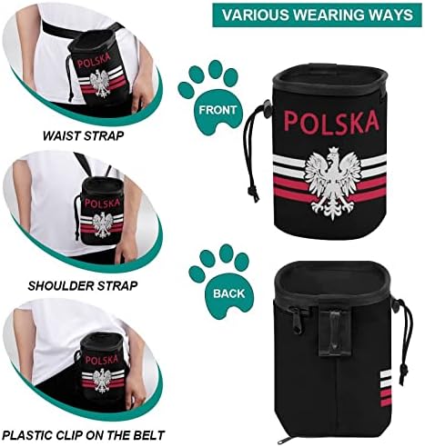 Polonya Bayrağı-Polska Kartal köpek bakım çantası Sevimli Eğitim Çantası Köpek Maması torbaları Bel Omuz Askısı ile