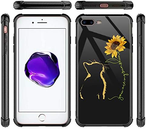 CARLOCA iPhone 8 Durumda, iPhone SE 2020 Durumda, Sarı Kedi Ayçiçeği iPhone 7 Kılıfları Kız Erkek, grafik Tasarım Darbeye