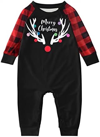 Noel Pijama Aile için Noel Aile Eşleştirme Pijama Sevimli Alfabe Baskı Pijama Ekose Uzun Kollu Üst Ve