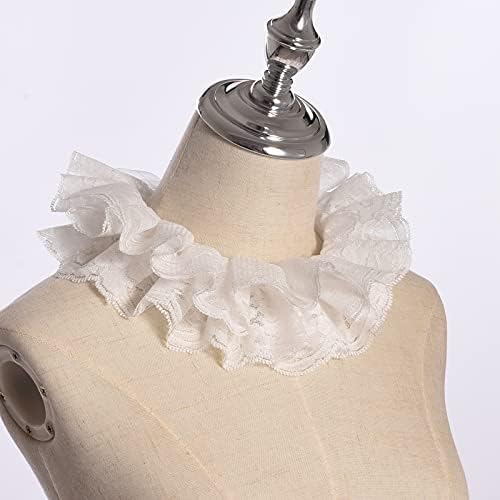 Vintage Dantel Ruffled Çok katmanlı Ayrılabilir Yaka Victoria Edward Beyaz Kostüm boyunluk Unisex