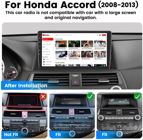 10 İnç Kablosuz Araç Stereo CarPlay ile Android Otomatik Honda Accord 8th 2008-2013 için Android 11 Dokunmatik Ekran Bluetooth