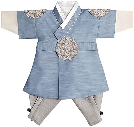 OUJIN I Kore Açık Mavi Erkek Hanbok 100 gün~10y / o Kore Geleneksel Elbise Erkek Bebek Çocuklar Hanbok