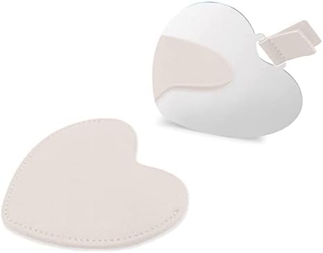 Kompakt Paslanmaz Çelik Ayna, PU Deri Kılıflı Kalp Şeklinde Kırılmaz Cep Aynası, Seyahat Makyaj Çantası için Taşınabilir