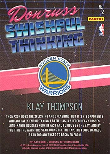 2018-19 Donruss Optik Swishful Düşünme 2 Klay Thompson Golden State Warriors Resmi NBA Basketbol Ticaret Kartı (Panini tarafından