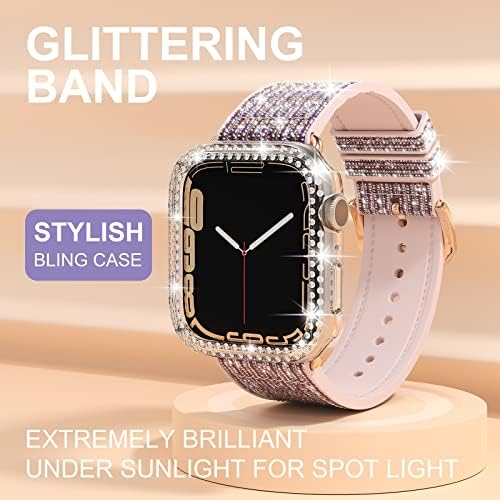 beuxece Renk Değiştiren Glitter Silikon Band Apple Watch Serisi için 7 41mm 45mm|Bling Apple saat bandı iWatch için 7+ Elmas
