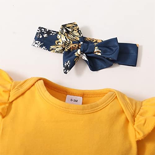 Yenidoğan Toddlers Kız Giysileri Katı Romper Çiçek Şort Kafa Bandı 3 Adet Kıyafetler Set Hediye Seti