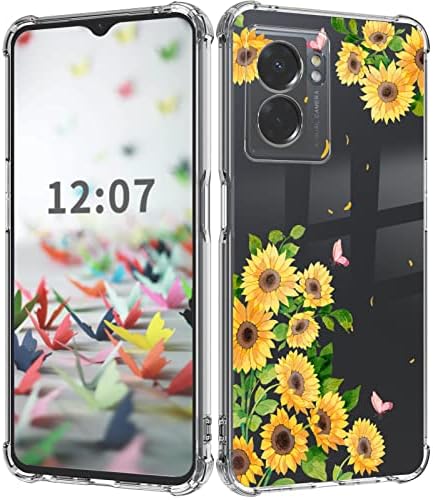 Dcwunk ile Uyumlu OnePlus Nord N300 5G Durumda 6.56 İnç, Kamera Lens Koruyucu Çiçek Darbeye Dayanıklı Şeffaf Çiçek Tasarım