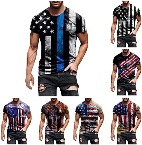 RUİRUİLİCO Vatansever T Shirt Erkekler için Amerika Bayrağı Yaz Rahat Kısa Kollu Rahat Gevşek Fit Grafik Tees