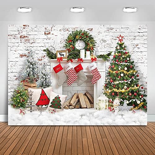 Mocsıcka Noel Şömine Tuğla Duvar Fotoğraf Backdrop Noel Şömine Çorap Arka Plan İç Noel Ağacı Aile Çocuklar Tatil Parti Afiş