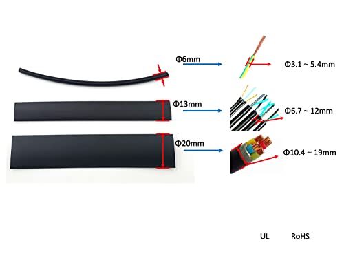 50 adet İsı Shrink boru, Siyah ve Kırmızı, Uzunluk 7 inç, elektrik kablo tel büzüşmeli makaron Kalıcı Yalıtım Koruması, Çap
