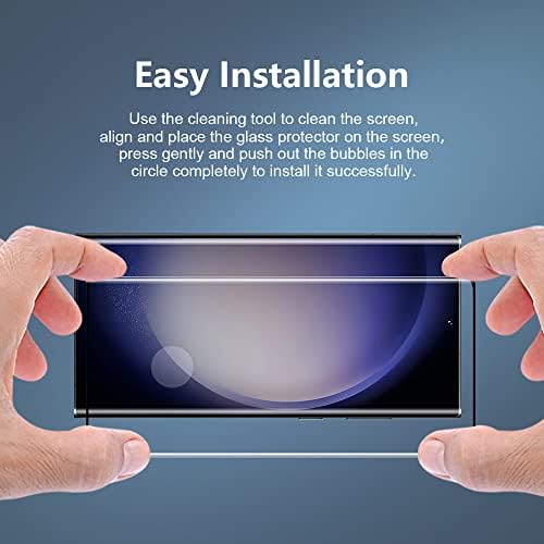 GLASS - M [2 Paket] Samsung Galaxy S23 Ultra için Temperli Cam Ekran Koruyucu, Tam Kapsama Cam Filmi, 3D Sonic Parmak İzi
