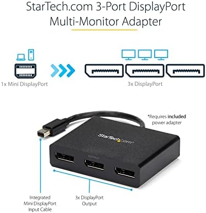 StarTech.com 3 Portlu Çoklu Monitör Adaptörü-Mini DisplayPort-DisplayPort MST Hub, Çift 4K30Hz ve 1x 1080p - Yalnızca Windows'ta