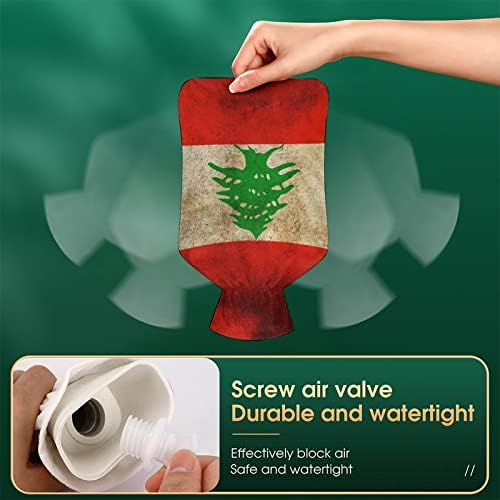 Vintage Lübnan Bayrağı Sıcak Su Şişesi Kauçuk Yatak İsıtıcı Sevimli Sıcak Çanta için Kapaklı Ağrı kesici Dönem Krampları