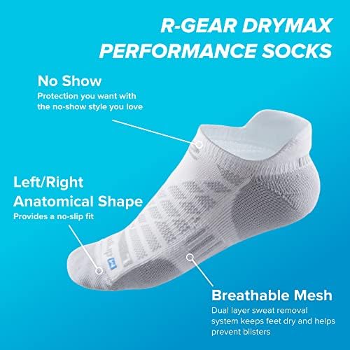 R-Gear Drymax No Show Koşu Çorapları Erkekler ve Kadınlar İçin | Nefes, Nem Kontrolü ve Anti Blister / 3'lü Paket