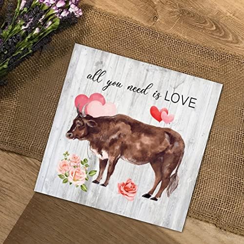 Sevgililer İnek İhtiyacınız olan Tek şey Aşk Ahşap İşaretler Rustik Ev Dekor Çiftlik Evi Çiftlik Hayvanı inek Aşk Hediye