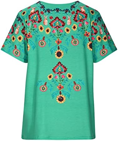 Bayan T Shirt Sonbahar yaz giysileri Moda Kısa Kollu Pamuklu V Boyun Çiçek Grafik Salonu Bluz Tshirt Bayanlar için