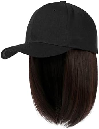 Kısa Bob Saç Çıkarılabilir Peruk Şapka Kadın beyzbol şapkası İle saç ekleme Düz Kız Kül Sarışın Karışımı Ağartıcı Sarışın