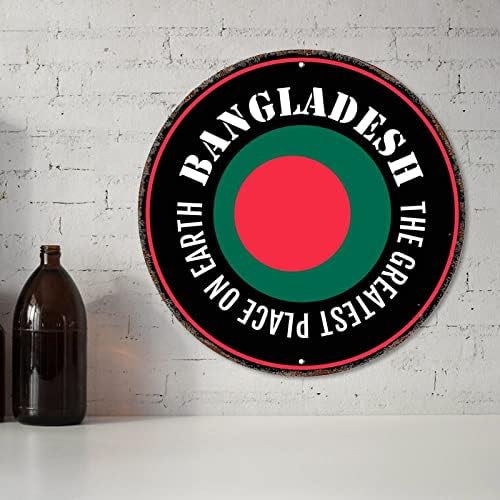 Dünyadaki En Büyük Yer Bangladeş Yuvarlak Tabela Bangladeş Metal Alüminyum Tabela 12in Renkli Tabela Vatanseverler Duvar