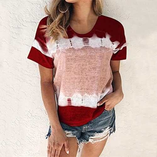 Kızlar Crewneck Tişörtleri Salonu Üstleri T Shirt Kısa Kollu Degrade Colorblock Baskı Batik Sonbahar Yaz Tişörtleri OP