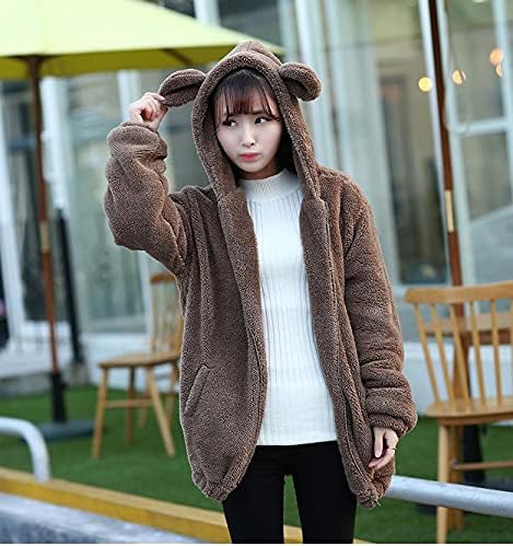 Kabarık Moda Kuyruk kulaklar Hoodie Kadınlar için kız, kış Sıcak Peluş Kazak Kazak Ceket ceket Uzun Kollu Hoodies