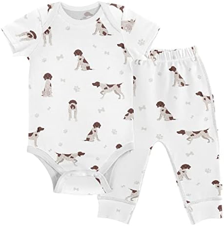 vvfelıxl Bebek Pantolon Setleri Sevimli Köpekler Yavru Kısa Kollu Bebek Giysileri Erkek Kız 0-24 Ay