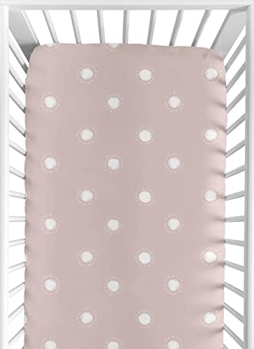 Tatlı Jojo Tasarımları Leylak Rengi ve Beyaz Boho Güneş Kız Gömme Beşik Levha Bebek veya Bebek Yatağı Kreş-Pembe Tozlu Gül