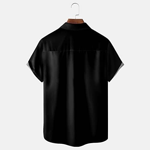 2023 Yeni Erkek Yaz Trendi Şerit Baskı Gömlek Kısa Kollu Düğme Gömlek Bluz Üst Gevşek Pamuk Polyester