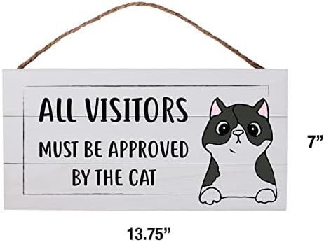 Ahşap Kedi İşareti Tüm Ziyaretçiler Onaylanmalıdır Komik Kedi Sahibi Rustik Ahşap Dekor
