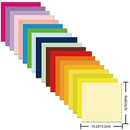 Origami Kağıt 200 Yaprak, 20 Canlı Renkler, Çift Taraflı Renkler Renkli ve Kolay Origami Yapmak,6 İnç Kare Levha, Çocuklar