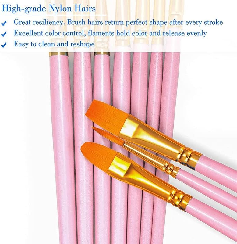WYFDP 20 adet boya fırçası Seti Yuvarlak Sivri Ucu Boya Fırçaları Naylon Saç Sanatçısı Akrilik Yağ Suluboya (Renk: A, Boyut: