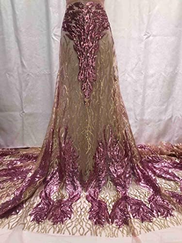 Nijeryalı dantel Kumaş Pullu Kumaşlar Metre Altın Kırmızı Siyah Tek Taraflı Prenses Elbise Gösterisi Elbise DIY Malzeme -