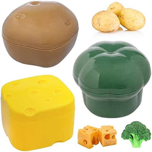 YASYU Meyve ve Sebze Şekilli Gıda Koruyucu Saklama Kapları Buzdolabı için, 3 adet Plastik Sebze Mühürlü Kaleci Taze Saklama