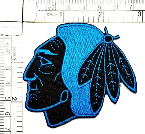 Kleenplus 2 adet. Savaşçı Yerli Hint Baş Baş Mavi İşlemeli Yamalar üzerinde Demir Dikmek Karikatür Hint Kabile Sticker El