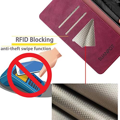 Iphone 6 için SUANPOT Artı / 6 S Artı 5.5 RFID Engelleme ile Deri Cüzdan kılıf Kredi kartı tutucu, Flip Folio Kitap Telefon
