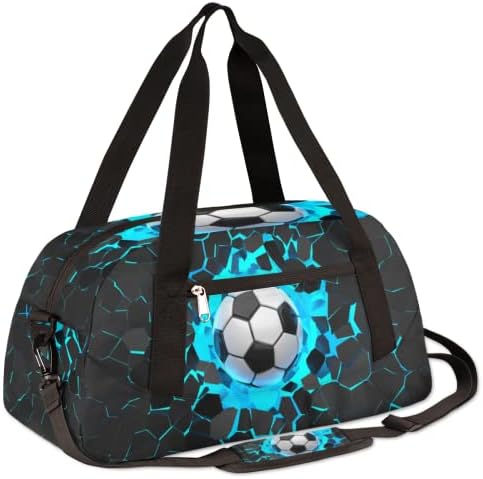 3D ışık duvar futbol futbol desen spor silindir çanta Çocuklar için, Gençler için spor çantası erkek ve kız Küçük su geçirmez