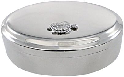 Gümüş tonlu dokulu Kaplumbağa Kaplumbağa kolye Oval biblo Mücevher kutusu