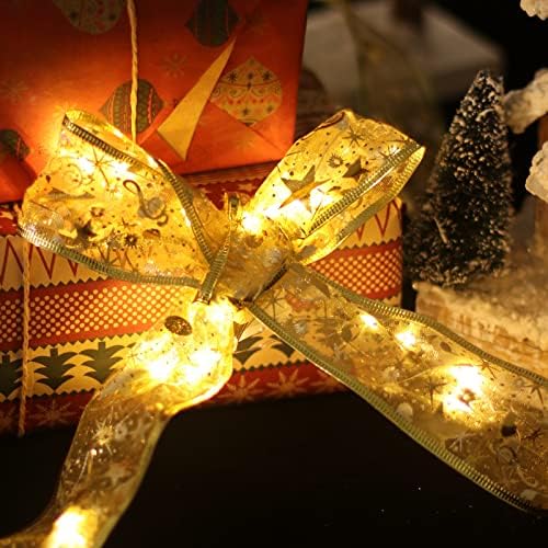 mayace Noel şerit ışıkları, 32 Ft noel ışıkları Noel şerit peri ışıkları noel süslemeleri çift katmanlı bakır dizeleri yatak