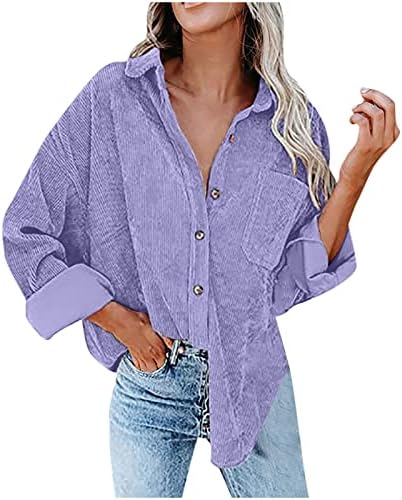 Düğme Üstleri Kadın Artı Boyutu Uzun Kollu Gömlek Yaka Yaka Düğme Aşağı Bluzlar Gevşek Fit Gömlek Tops