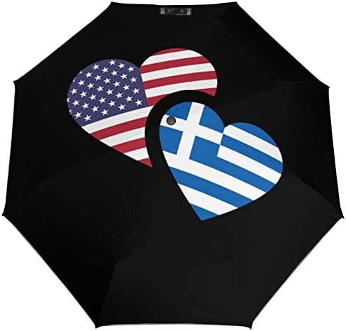 Yunanistan ABD Bayrağı Seyahat Şemsiye Rüzgar Geçirmez 3 Kat Otomatik Açık Yakın Katlanır Şemsiye Erkekler Kadınlar için