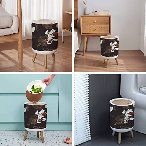 LGCZNWDFHTZ Banyo Mutfak Ofis Bezi için Kapaklı Küçük çöp tenekesi Elle Çizilmiş Dikişsiz Kahve Çekirdekleri Şube Kahve Makinesi