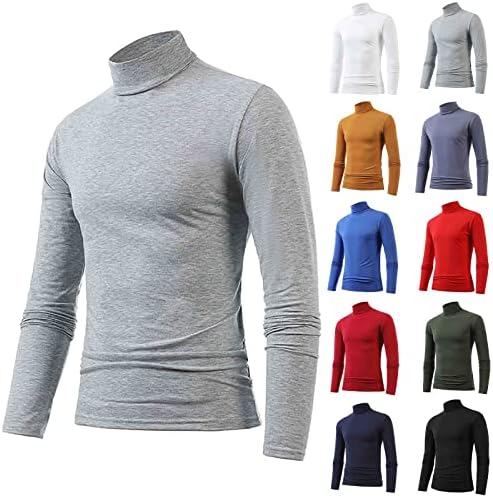 GDJGTA Erkek Kış Sıcak Yüksek Yaka Moda termal iç çamaşır Erkekler Temel Düz T Shirt Bluz Kazak Uzun Kollu Üst Kısa T